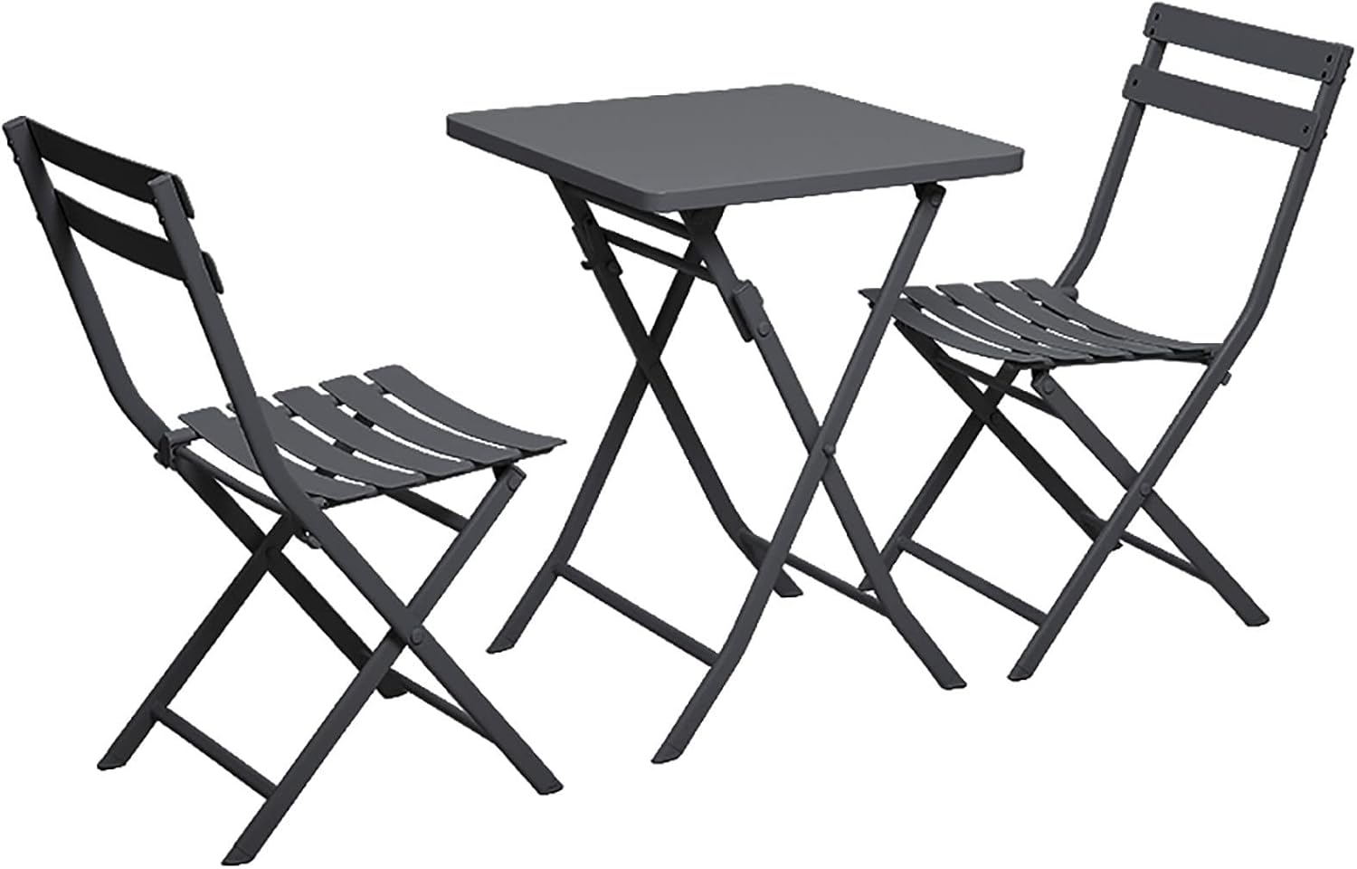 Folding Table Chair Set (3PCS) Outdoor Iron Coffee Tables, for Home Balcony/Terrace/Coffee Shop/Milk Tea Shop Portable Dining Table(C)