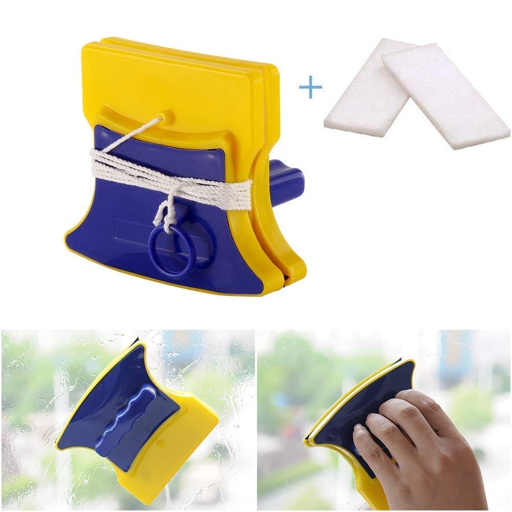 elvana magnetic double side window cleaner tool glazed two sided glass cleaning wiper brush with 2 extra cleaning cotton pads squeegee washing equipment household glass cleaner (B08LVS9ZC4) Amazon Price History, Amazon Price Tracker