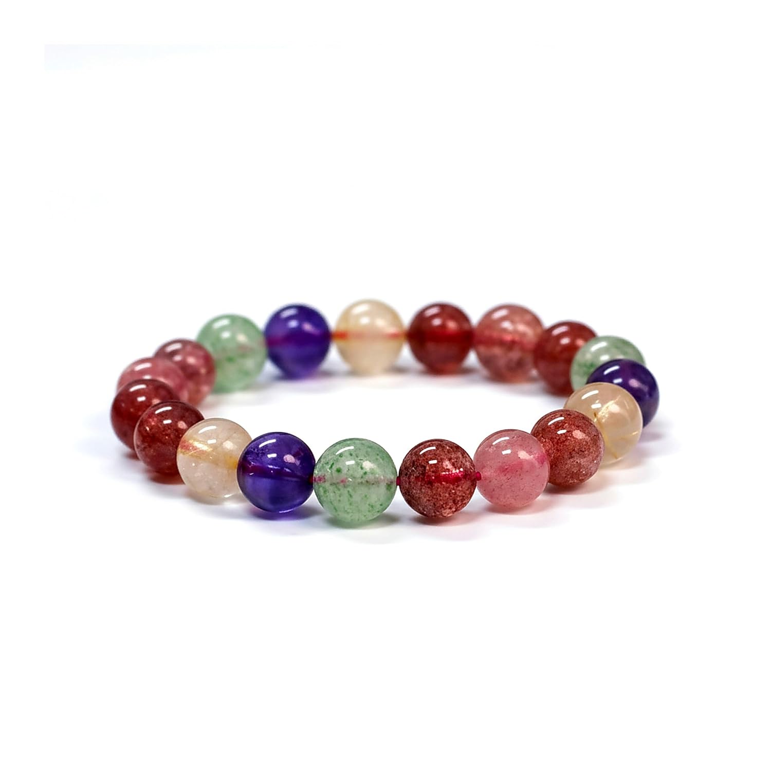 Multistone Healing Crystal Bracelet for Women Strawberry Quartz, Amethyst & Green Aventurine Beaded Bracelet, Balance & Renewal Energy Jewelry, Meaningful Gift