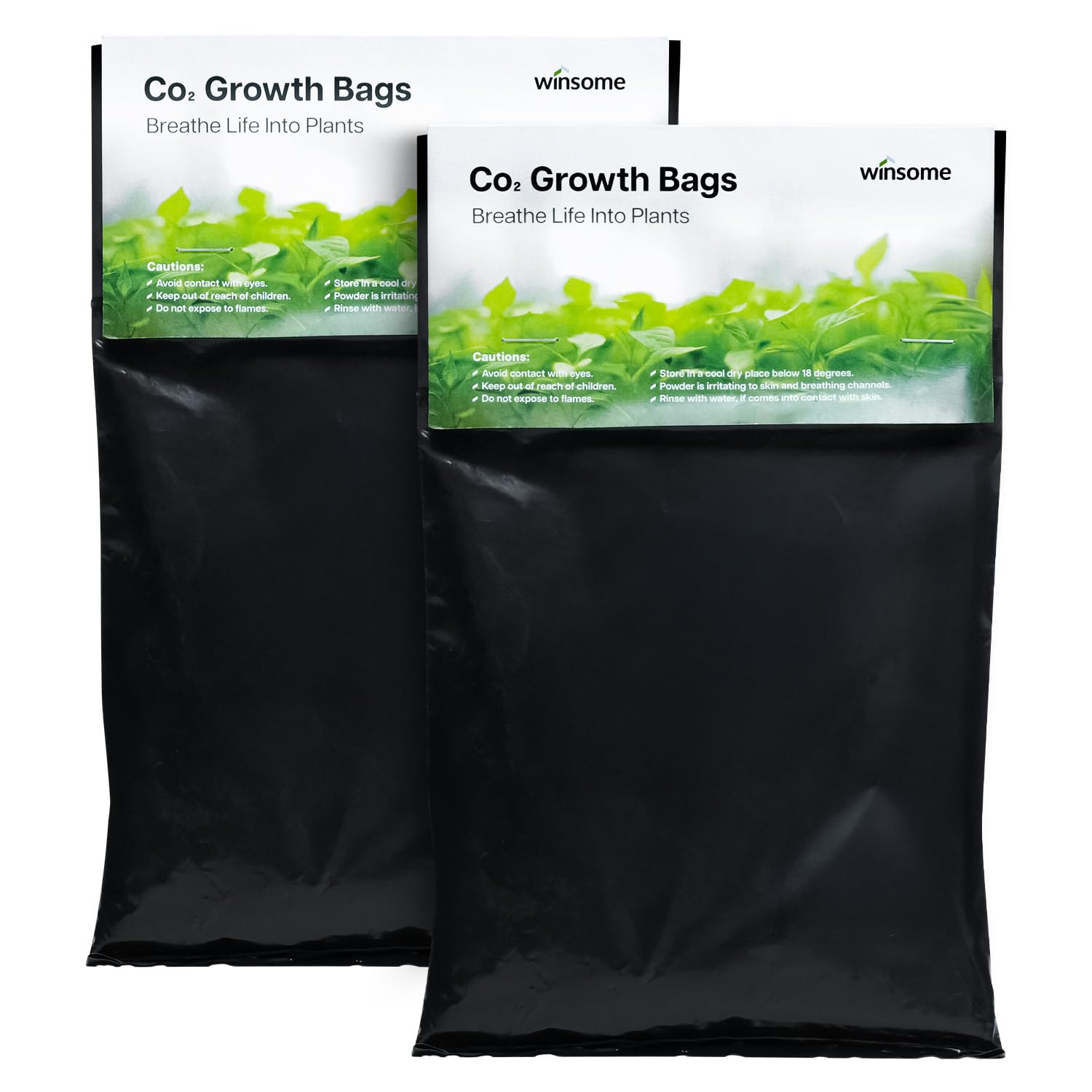 Winsome Black Co₂ Bags For Grow Tents | Hydroponic Nutrients Co₂ Growing Bags For Healthy & Fast Plant Growth/Nourishment | Works Best Indoor At Temperature Higher Than 18 ºc (64 ºf) (Pack Of 2)