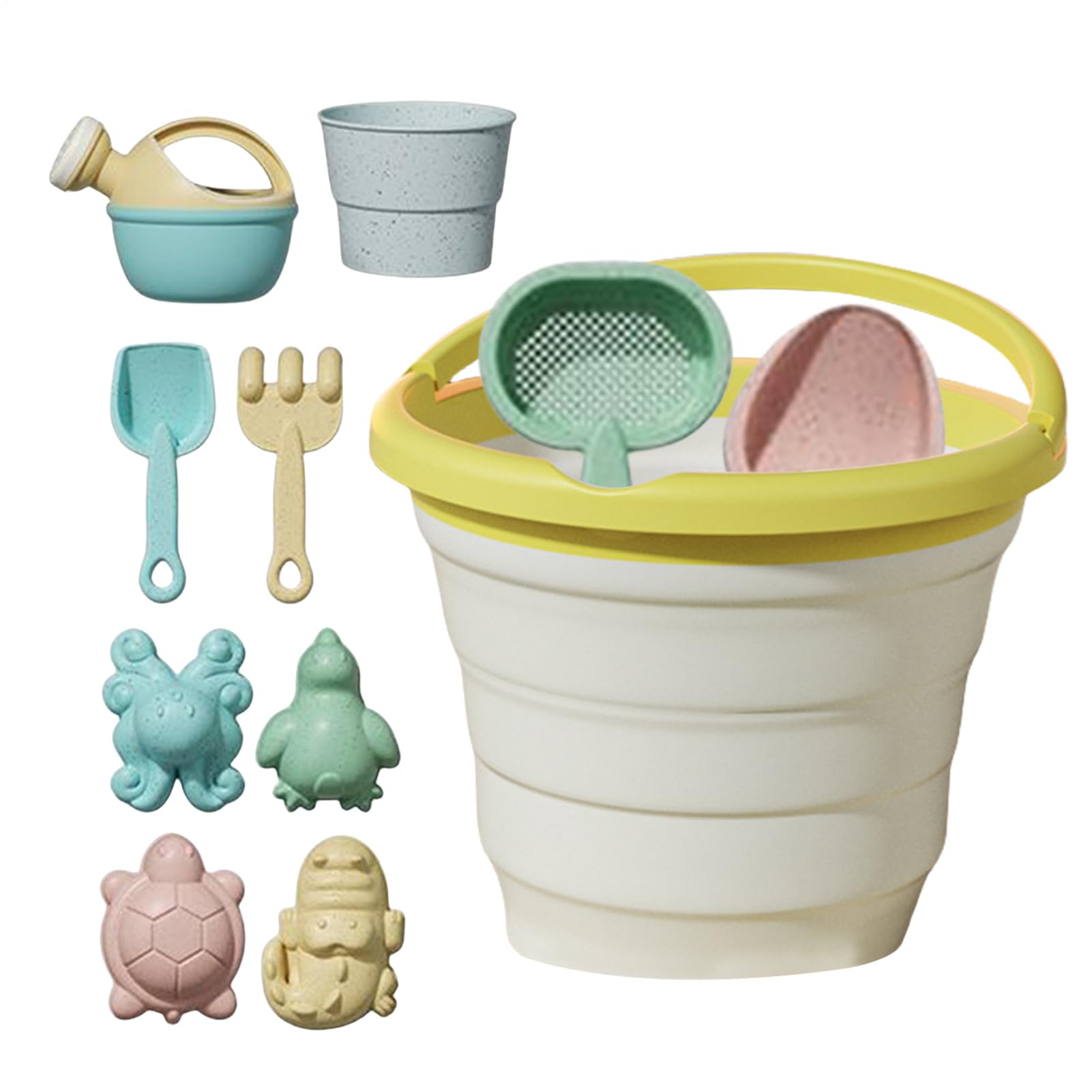 Vjeybv Small Sand Toys, Bucket And Spade Beach Set Kids, Digging Tools With Folding Fruit Bucket For Digging Outdoor Activities Kids Ages 3+ In Beach Swimming Pool Garden Backyard Camping Adventures