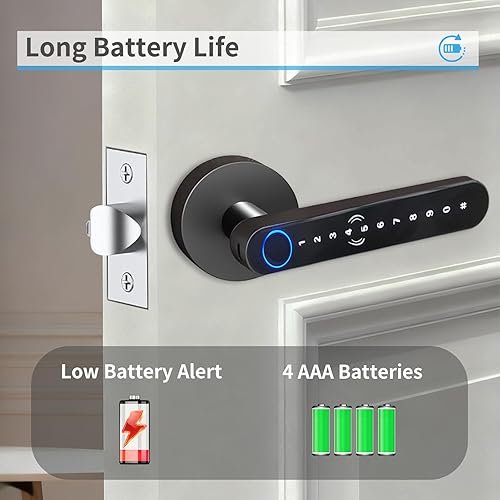Miniatura 5 de EIYSIE Cerradura de puerta de huellas dactilares, perilla de puerta inteligente con teclado, manija de bloqueo de puerta de entrada sin llave,