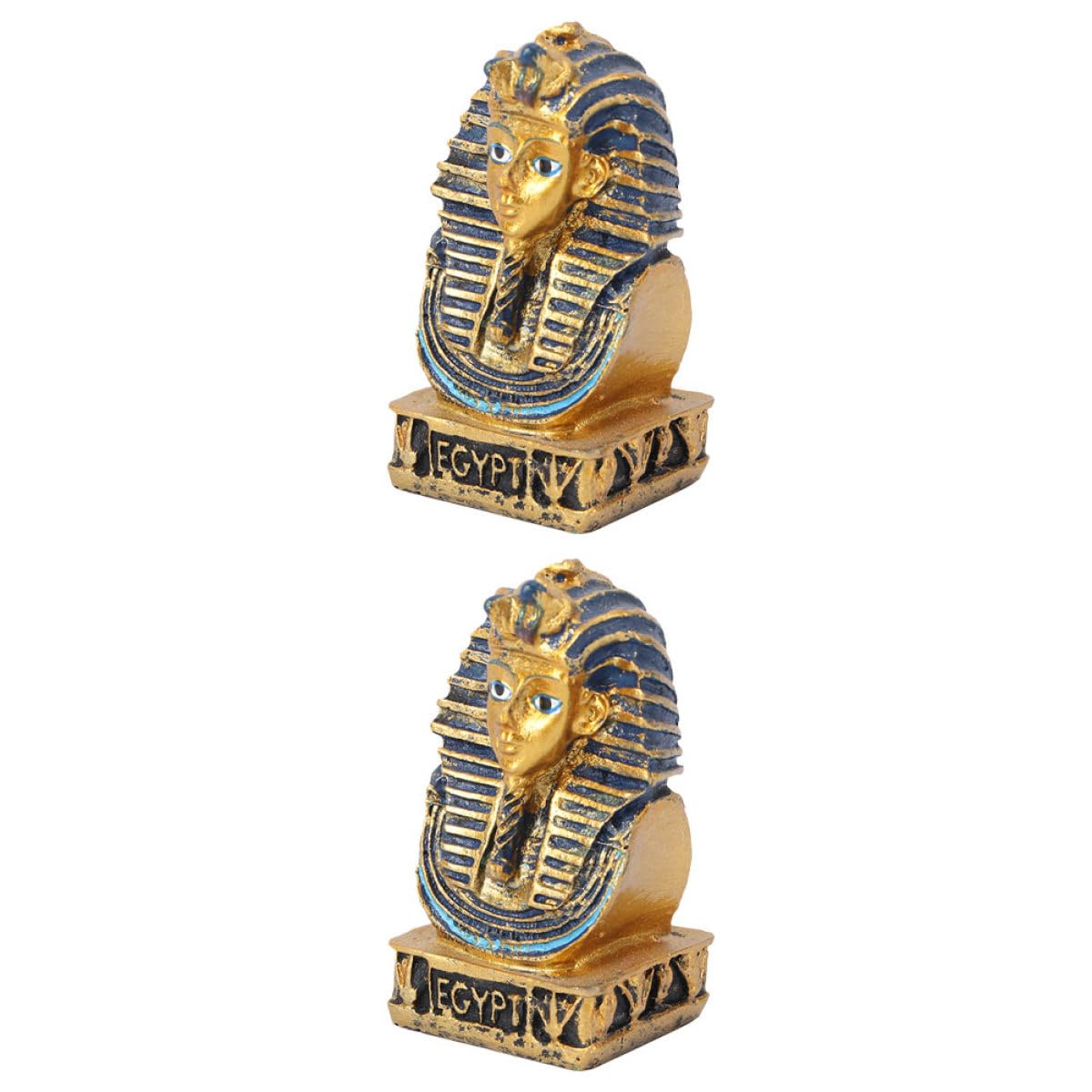 OSALADI 2pcs Egyptian Tutankhamun Resin Figurine Statue, Small Pharaoh Sculpture Decoration for Home Office Desk, Egyptian King Craft Collectible Ornament