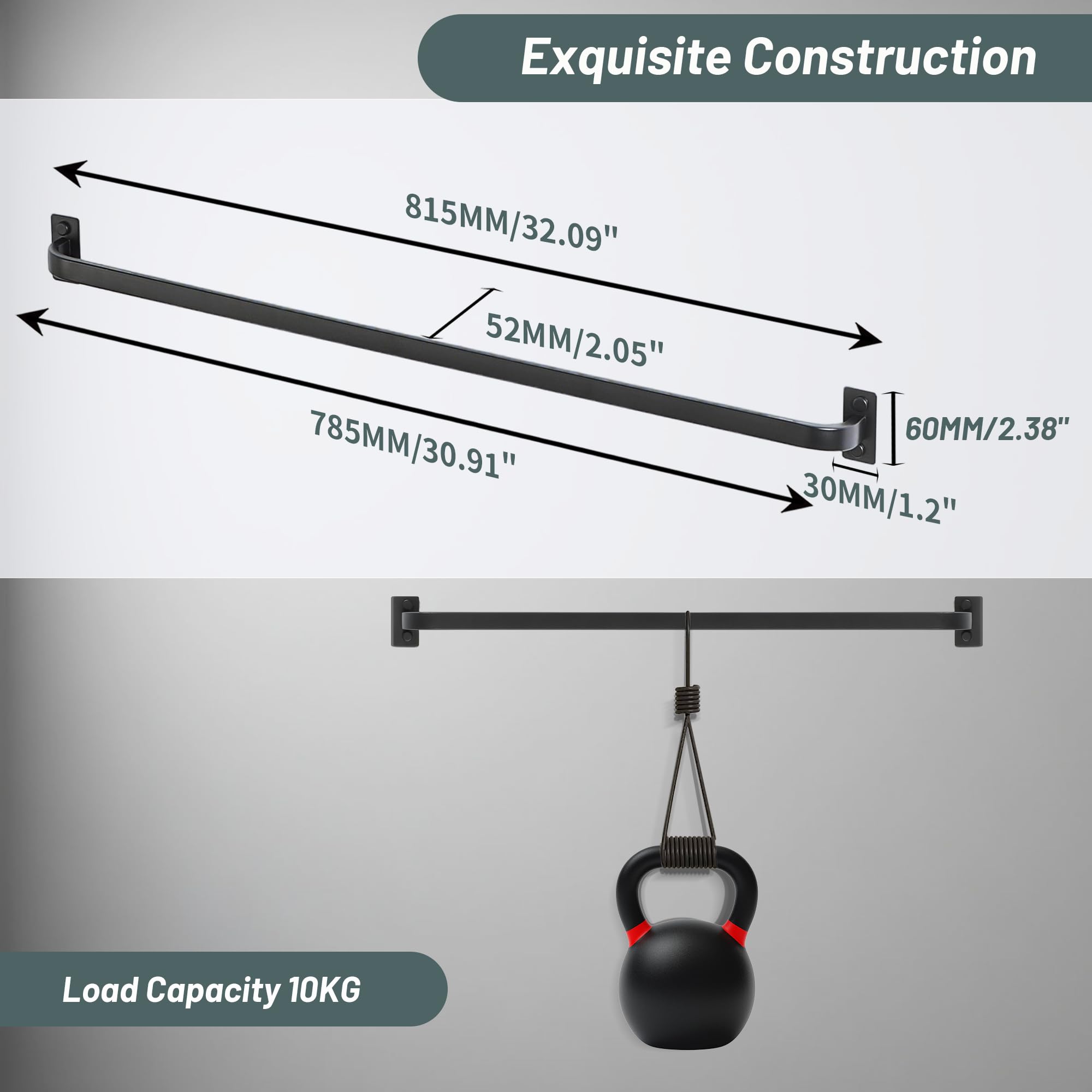 Mooche Toallero negro montado en la pared, soporte para toallas de mano de 80 cm, barra de toalla individual de acero inoxidable SUS304 para baño, cocina y hogar