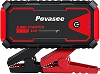 Povasee A30 5000A Jump Starter: Portable 12V Car Battery Booster for 10L Gas/8L Diesel Engines, Power Bank, LED Flashlight