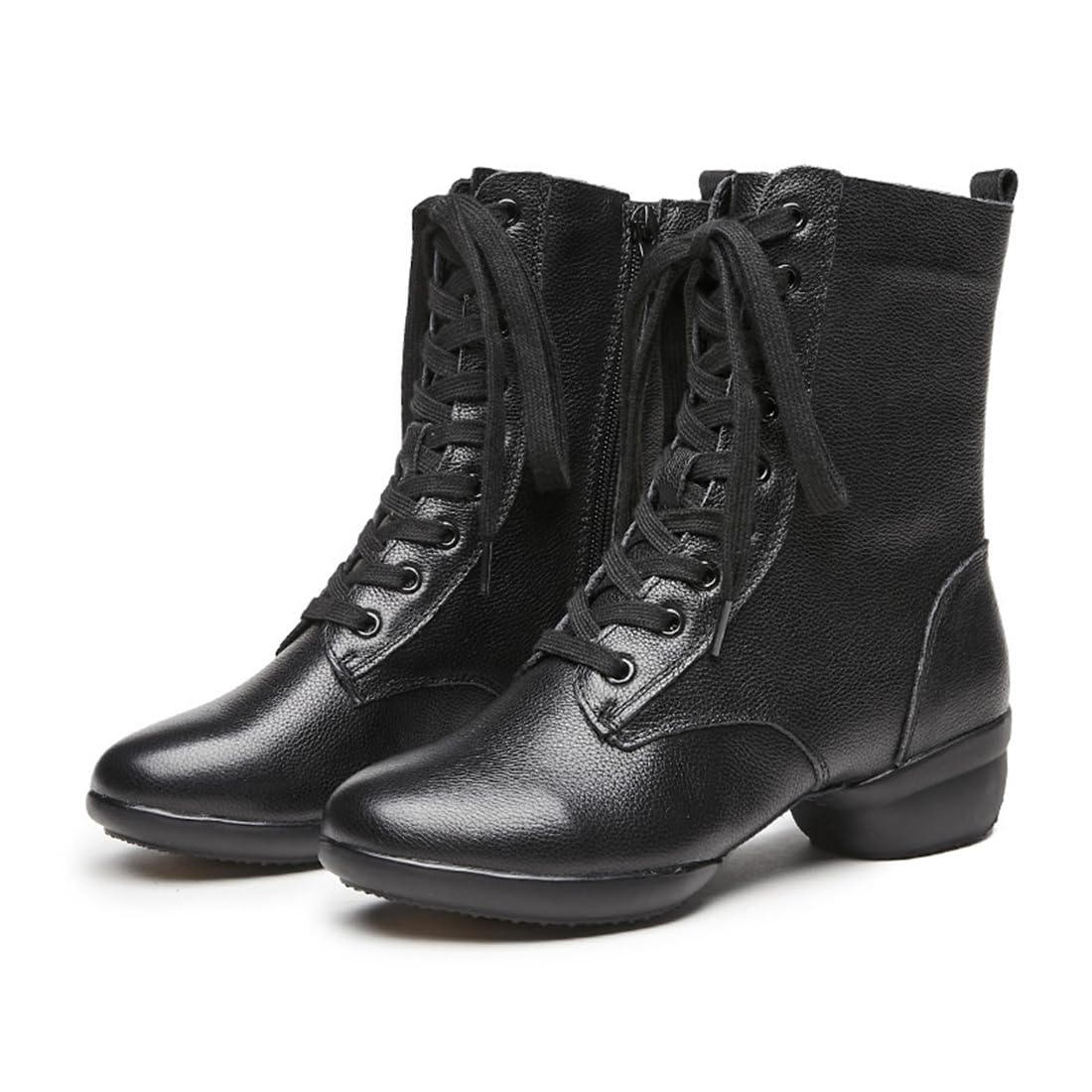 Women's Jazz Shoes Lace-Up Dancing Walking Sneakers High Top Split Sole Modern Dance Shoes,Black,8
