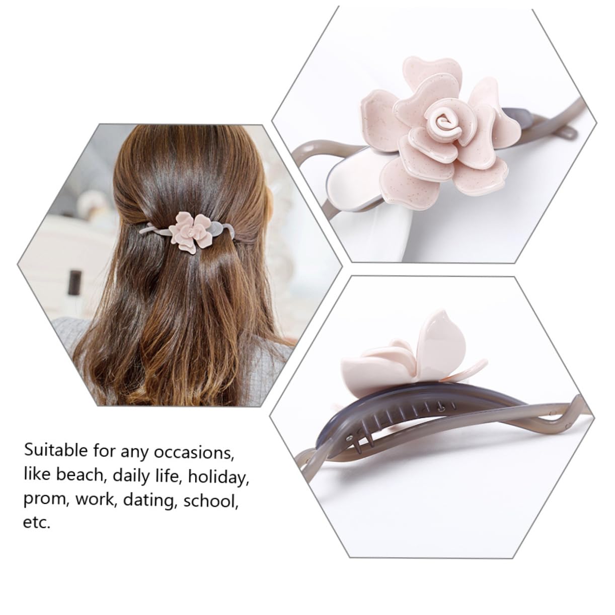 FRCOLOR 5pezzi Fermagli Per Fiore Clip Antiscivolo Per Acconciature Accessori Per Eleganti e Pratici Per Donne e Ragazze Per Ogni Occasione Leggeri e Resistente