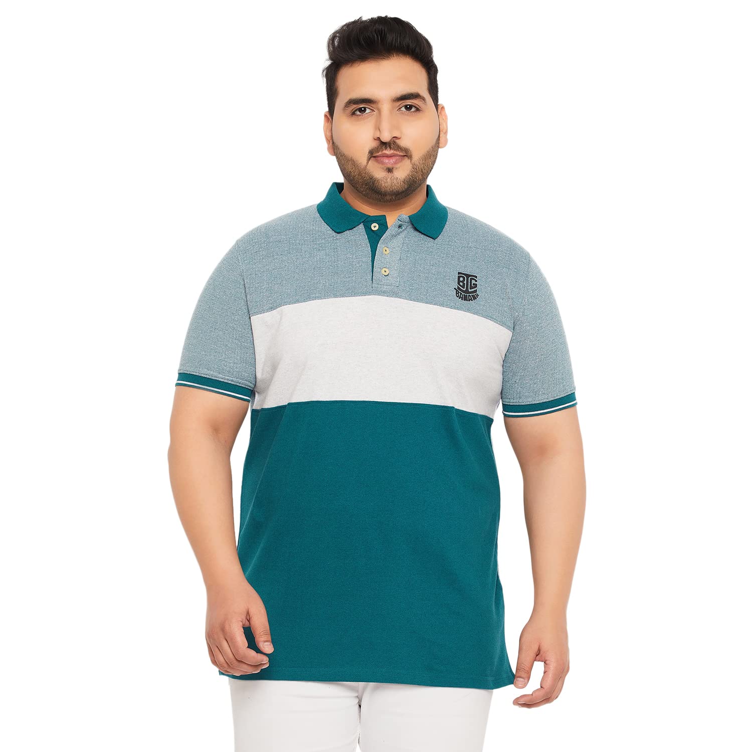 bigbanana Plus Size Men's Regular Fit Colorblock Polo Tshirt-picture-49
