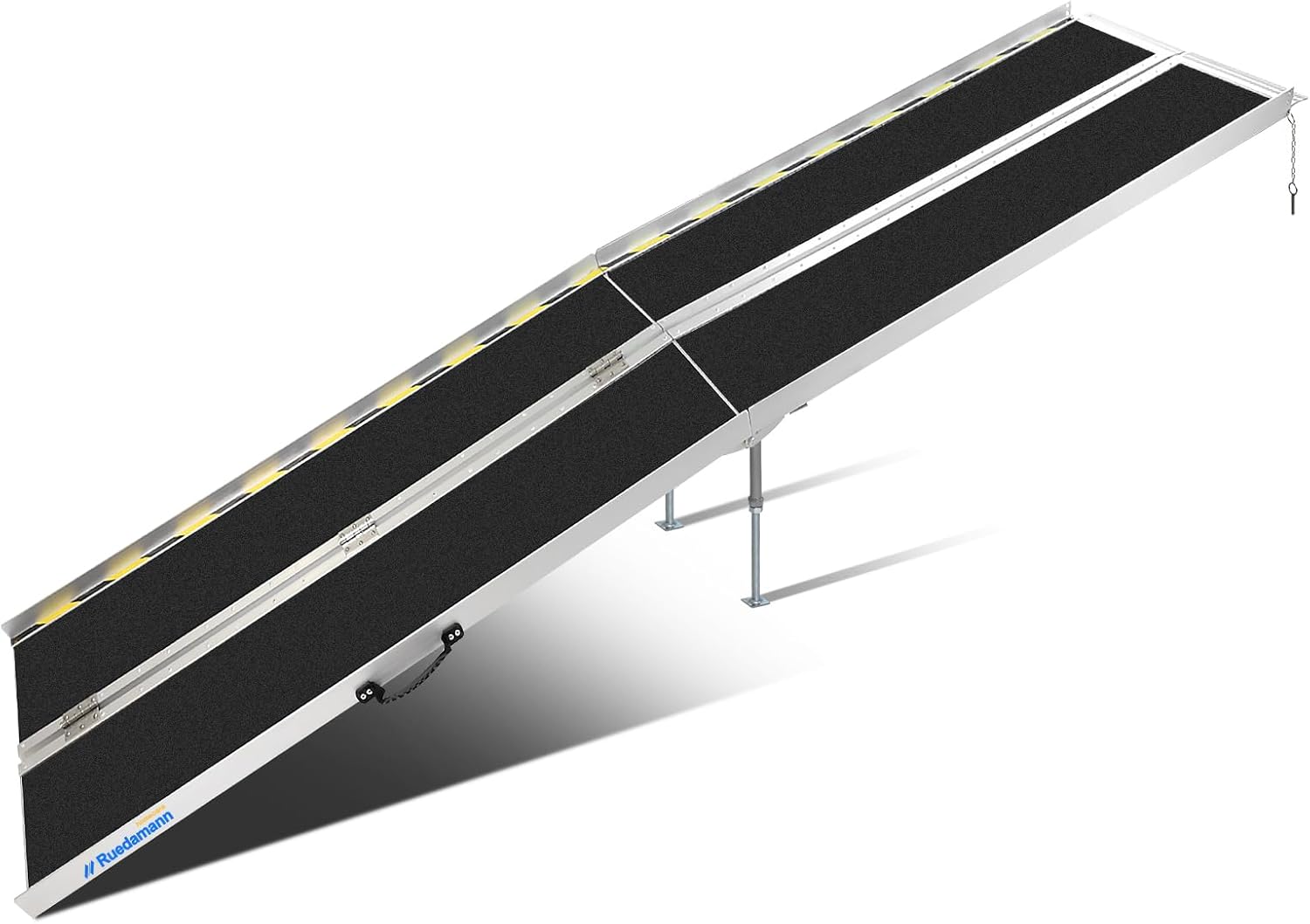 Ruedamann 10'L x 29" W Wheelchair Ramp, 600Lbs Capacity, Non-Slip Threshold Ramp, Portable Aluminum Folding Handicap Ramp, Mobility Ramp for Home, Wheelchairs, Steps, Stairs, Doorways, Curbs 10FT (Usable Height 12"-30")