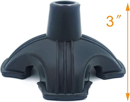 Miniatura 6 de Punta de caña con soporte cuádruple de goma para bastones de caminar de 34 pulgadas, autosuficiente, antideslizante, estable, punta de caña de