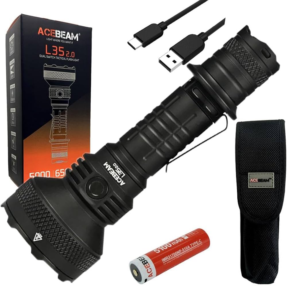 ライト・ランタン Acebeam L35 2.0 4000K 5500lm 698m Acebeam L35 2.0 Flashlight Black C-ree XHP70.3 HI LED w