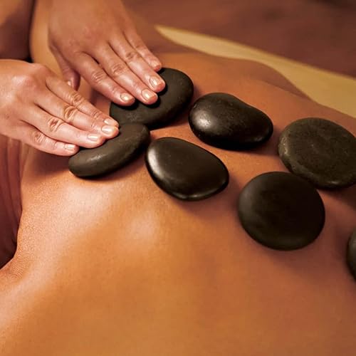 Miniatura 7 de SINJEUN 40 piedras de masaje de basalto de 4 tamaños, rocas grandes de masaje de basalto, piedras calientes redondas para spa en casa, relajación,