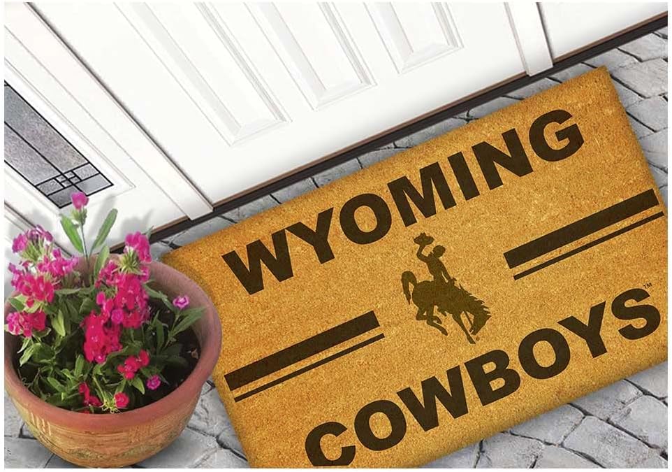 KH Sports Fan Wyoming Cowboys Team Logo Coir Doormat, 18x30 Inches, Cowboys Outdoor Rug; Display Your Team Spirit with This Unique Wyoming Cowboys Doormat