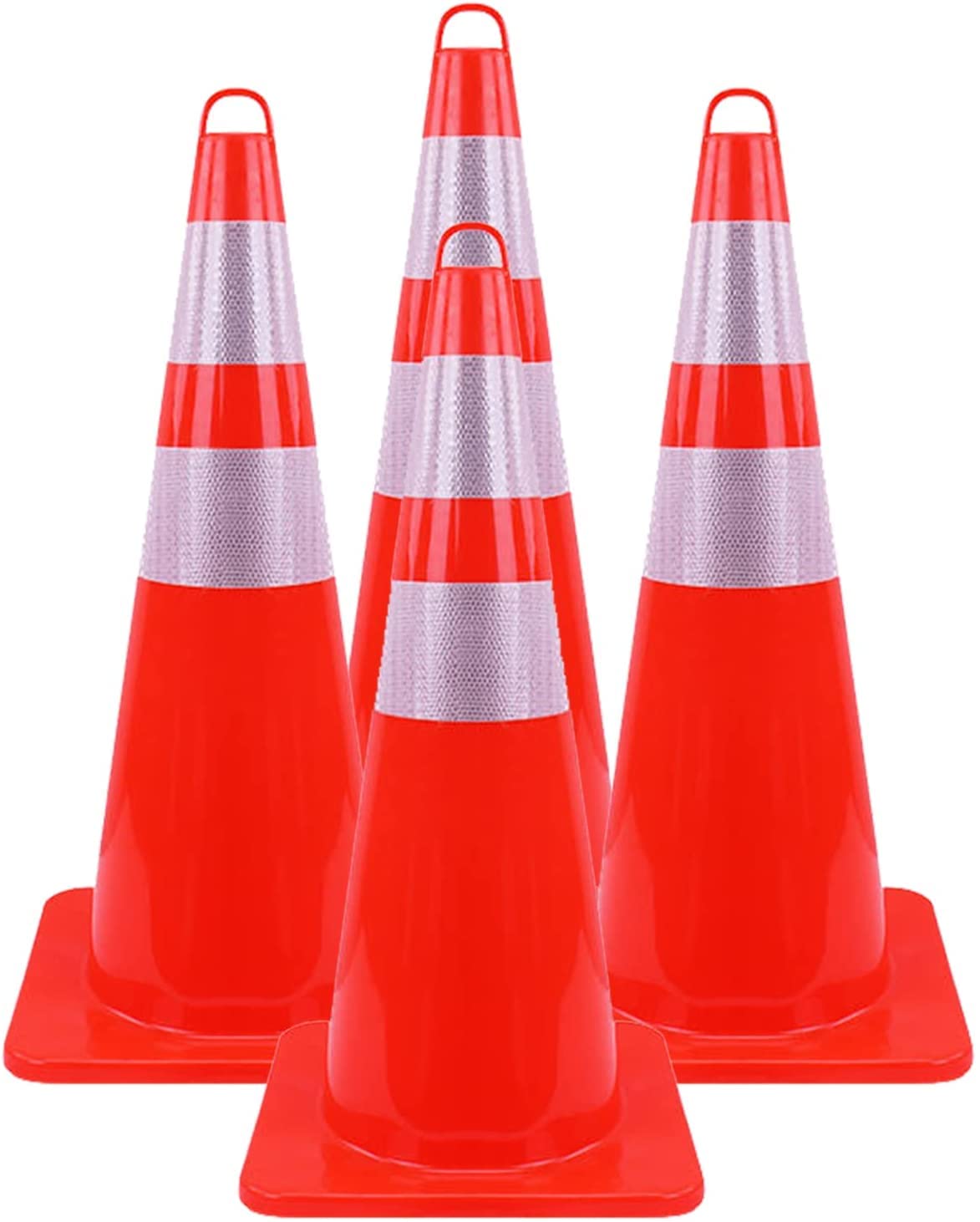 Cônes de signalisation routière durables en PVC, cônes de sécurité portatifs Rouges, cônes de Chantier lestés avec col réfléchissant, pour Le stationnement, la Formation à la Conduite et Les
