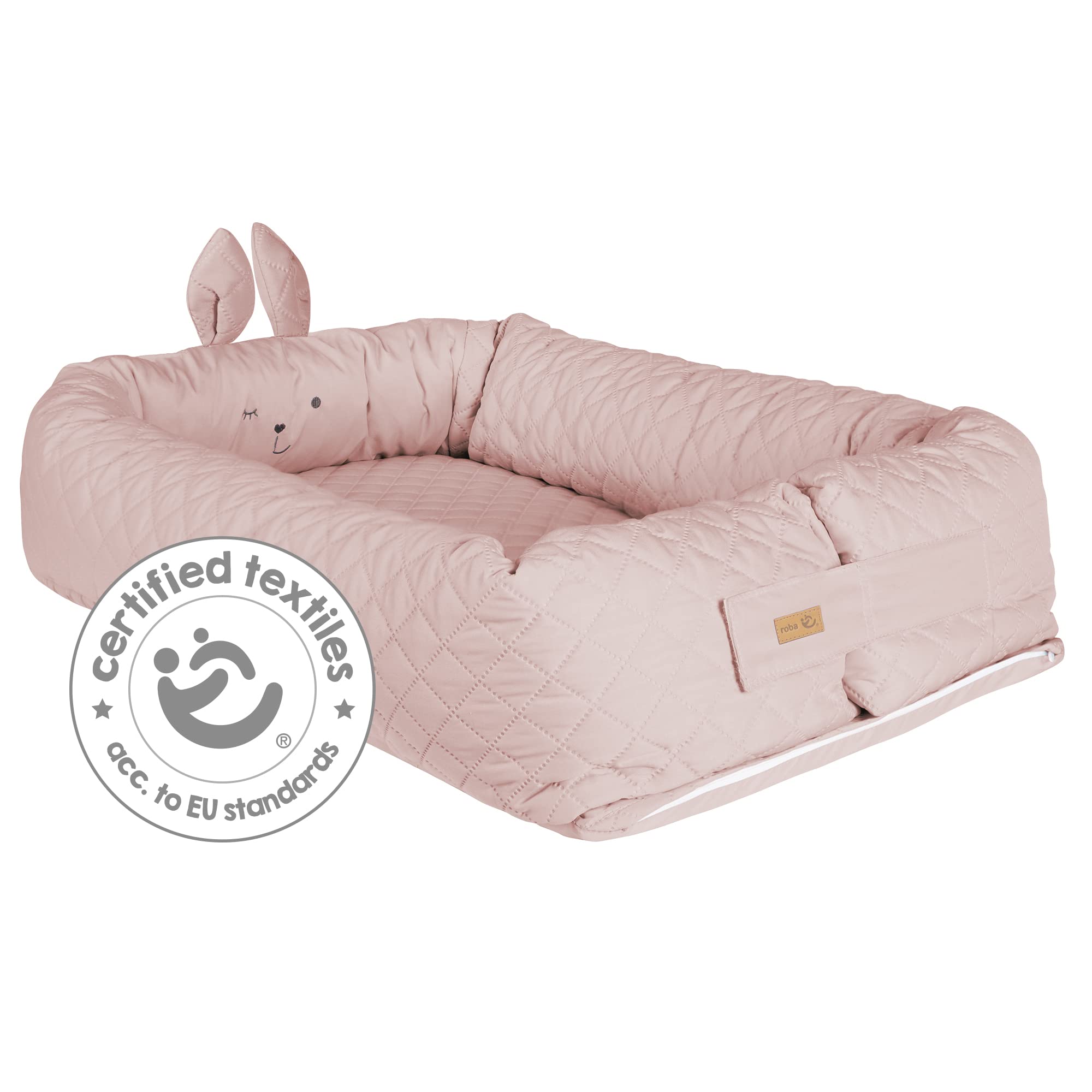 roba Babylounge "roba Style" Avec Motif Tête Du Lapin - Réducteur Utilisable Aussi Pour Changer La Couche Ou Comme Berceau De Voyage - Rose