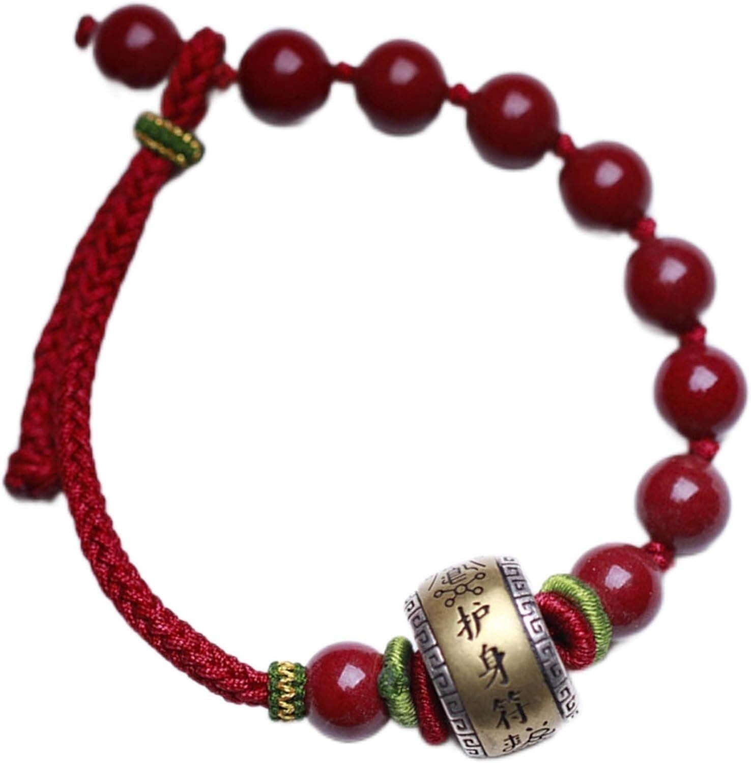 YNIYUJKL Bracelets,Lucky Charm,Feng Shui Bracelet Natural Cinnabar Stone Bracelet Amulet Red String Bracelet 8 Mm Crystal Beaded Bracelet Lucky Handmade Buddhist Bracelet Talisman
