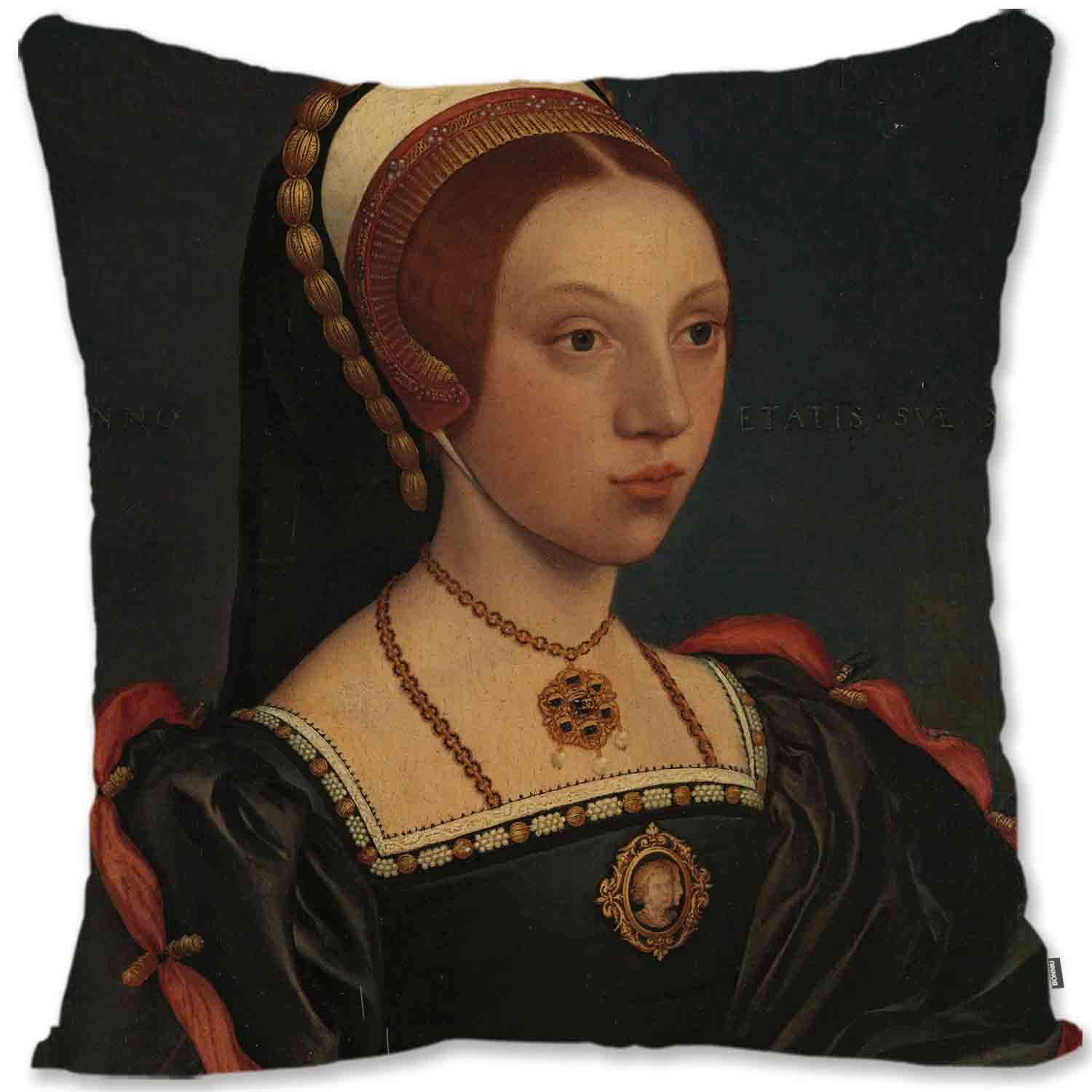 BONNIU Federa Copricuscino Decorativo con Cerniera 40X40 cm Federe Cuscini Velluto Ritratto Donna Barocca Rinascimentale Art Deco - Rubens - Ritratto Signora RB092