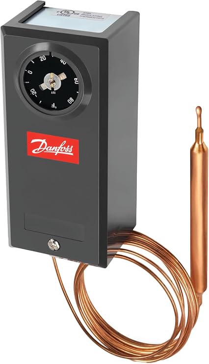 Danfoss 060L2151 KPU19 Thermostat with Remote Bulb Sensor & Auto Reset | Suitable for use in deep freeze, refrigeration, and A/C systems