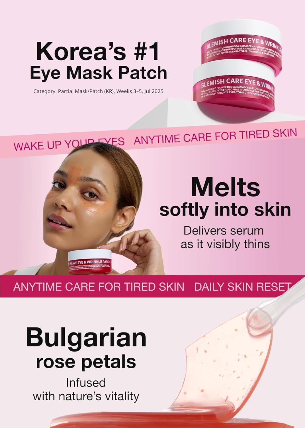 ISOI Blemish Care Under Eye Patch, patch contorno occhi per occhiaie, gonfiore e rughe, maschere occhi in gel idratante con acido ialuronico e olio di rosa bulgara (Rosso, 90 pezzi, 3,17 oz)