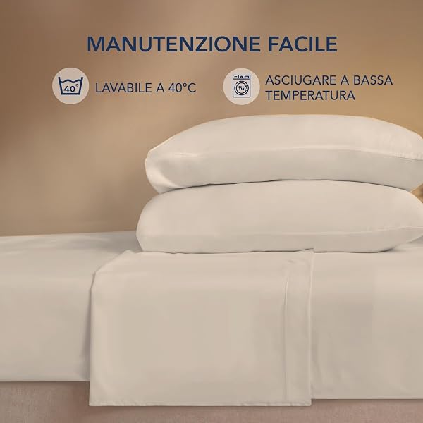 Dreamzie Double Bed Sheets 180 x 200 cm – 4-Piece Microfibre Bed Sheet Set – Fitted Sheet – Top Sheet – 2 Pillowcases 50 x 80 cm – Double Bed Sheets 180 x 200 cm Beige - 4