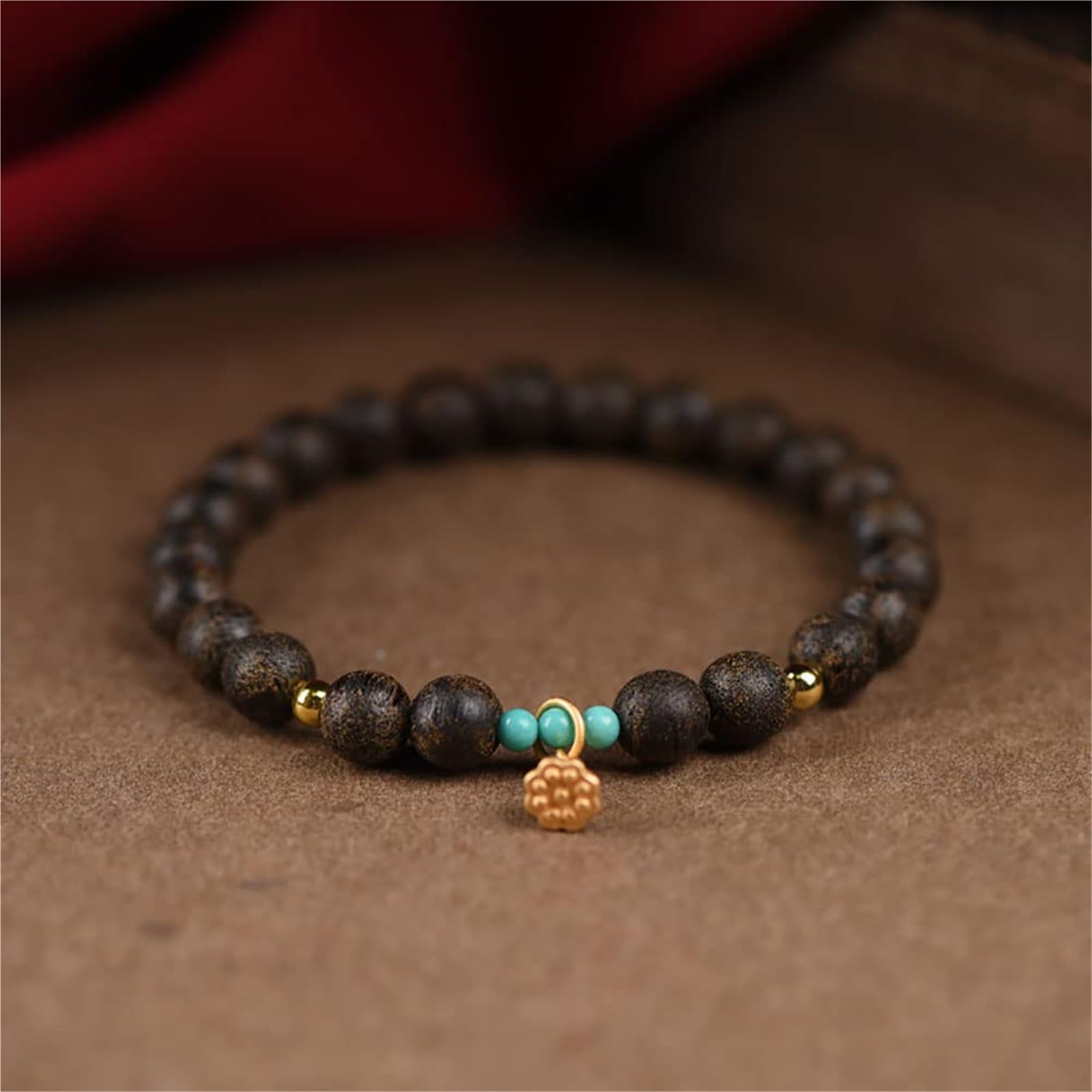 Pulsera de cuentas de madera de agar vietnamita natural para meditación y oración, hecha a mano, pulsera zen de sándalo para atención plena y buena suerte
