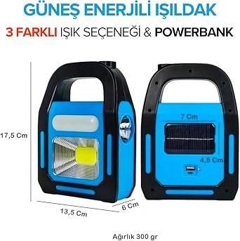 FBS LED Solar Searchlight Flashlight Solar Powered and USB Charging Camping Lamp [Energy Class A+++]
