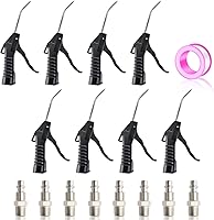 MEANLINMEASURE 8-Pack Pistol Grip Air Blow Guns with 1/4" NPT Nickel-Plated Plugs - Powerful Dust Blower for Garage, Home & Industrial Compressors