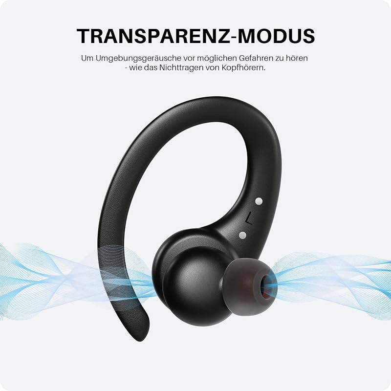 Tribit MoveBuds H1 Bluetooth 5.2 Sport Fülhallgató - IPX8 Vízálló, 65 Órás Üzemidő, Fülkampós Kialakítás, Edzéshez, Futáshoz