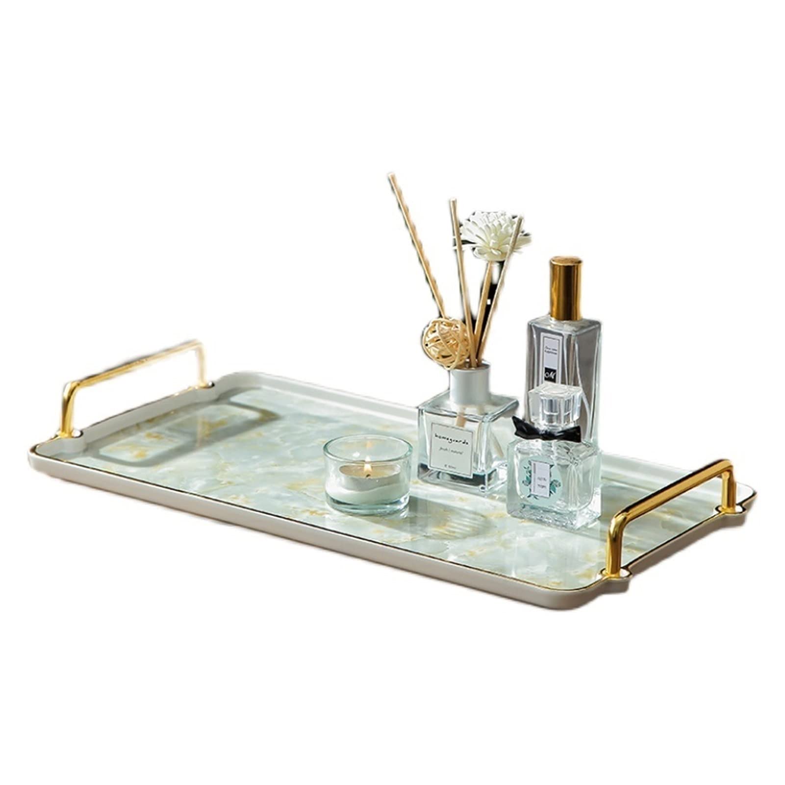 Bandejas Bandejas de Almacenamiento de cerámica Pintura Moderna Americana Placas de té Placas de Postre Joyería Joyería Cosmética Pantalla Bandeja Tray (Color : A-39x22cm)