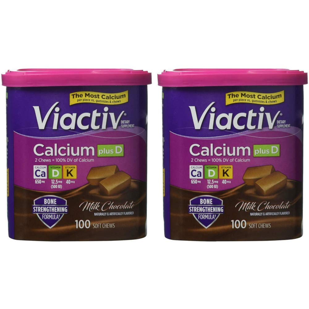 ViactivCalcium (500mg) plus Vitamins D & K, Milk Chocolate, 90-Count Soft Chews (Pack of 2)