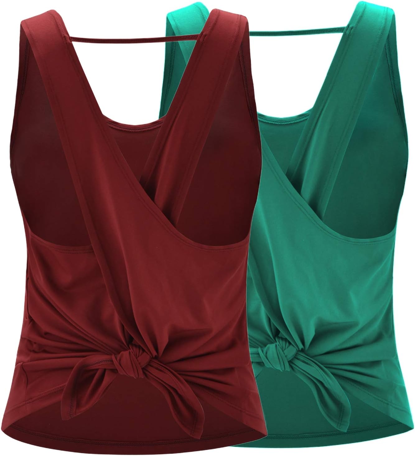 DREAM SLIM Tie Back Workout Tank for Women Loose Fit Cross Back Strappy Yoga Running Shirts Open Back Athletic Tanks