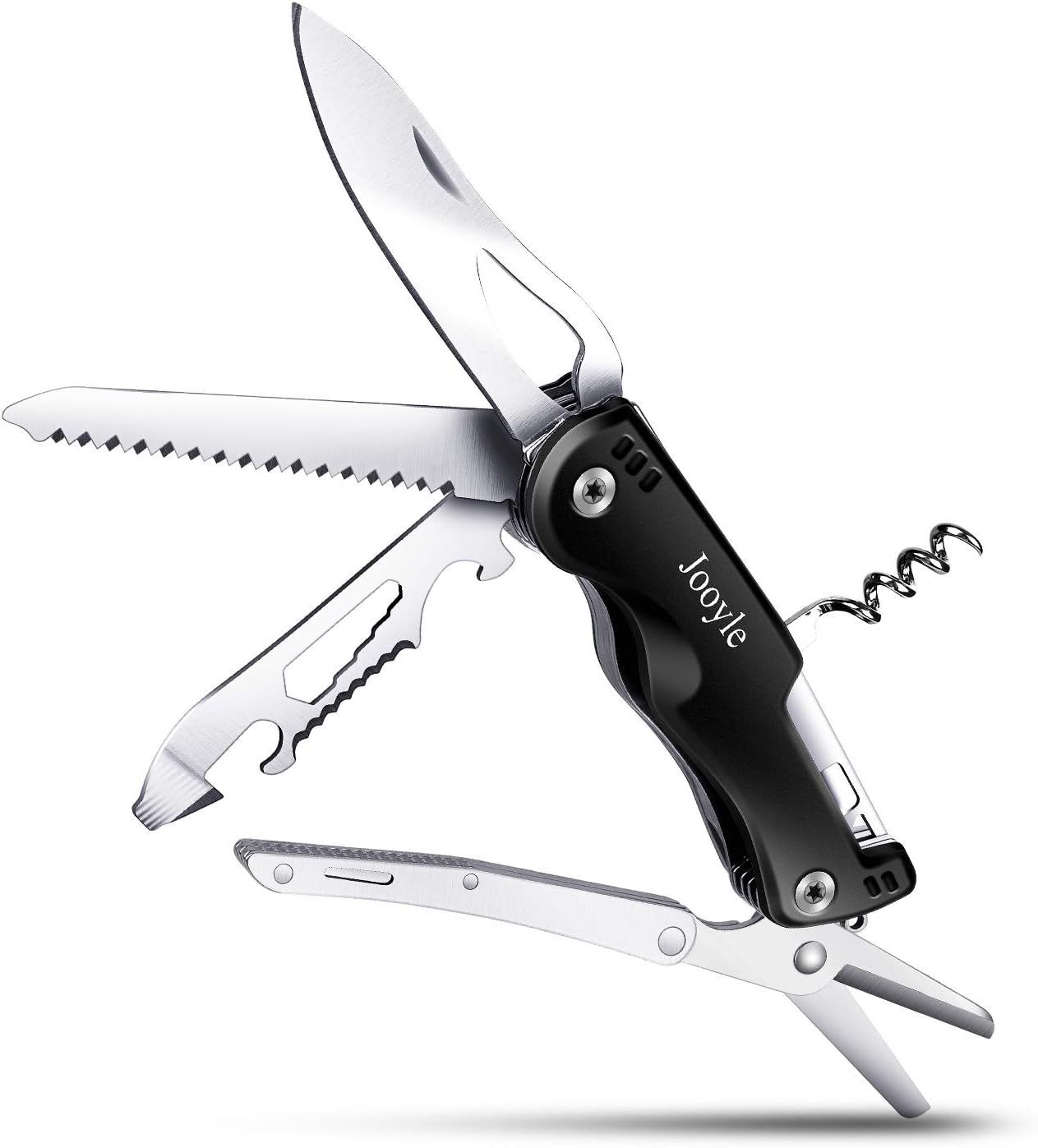 Multitool Knife, Folding Knife with Scissors & Multitool Pocket Knife, Used for Home, Hiking, Fishing, Camping with Bottle Opener, Can Opener, Saw, etc, . More in One and with Nylon Bag.