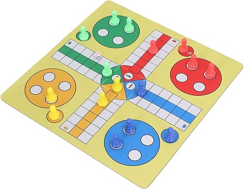 Miniatura 9 de Flying Chess Board Game Set Premium Rubber Cloth Travel Family Toy with 16 Chess Pieces Storage Bag and Dice for Home Party Office Indoor Outdoor Fun