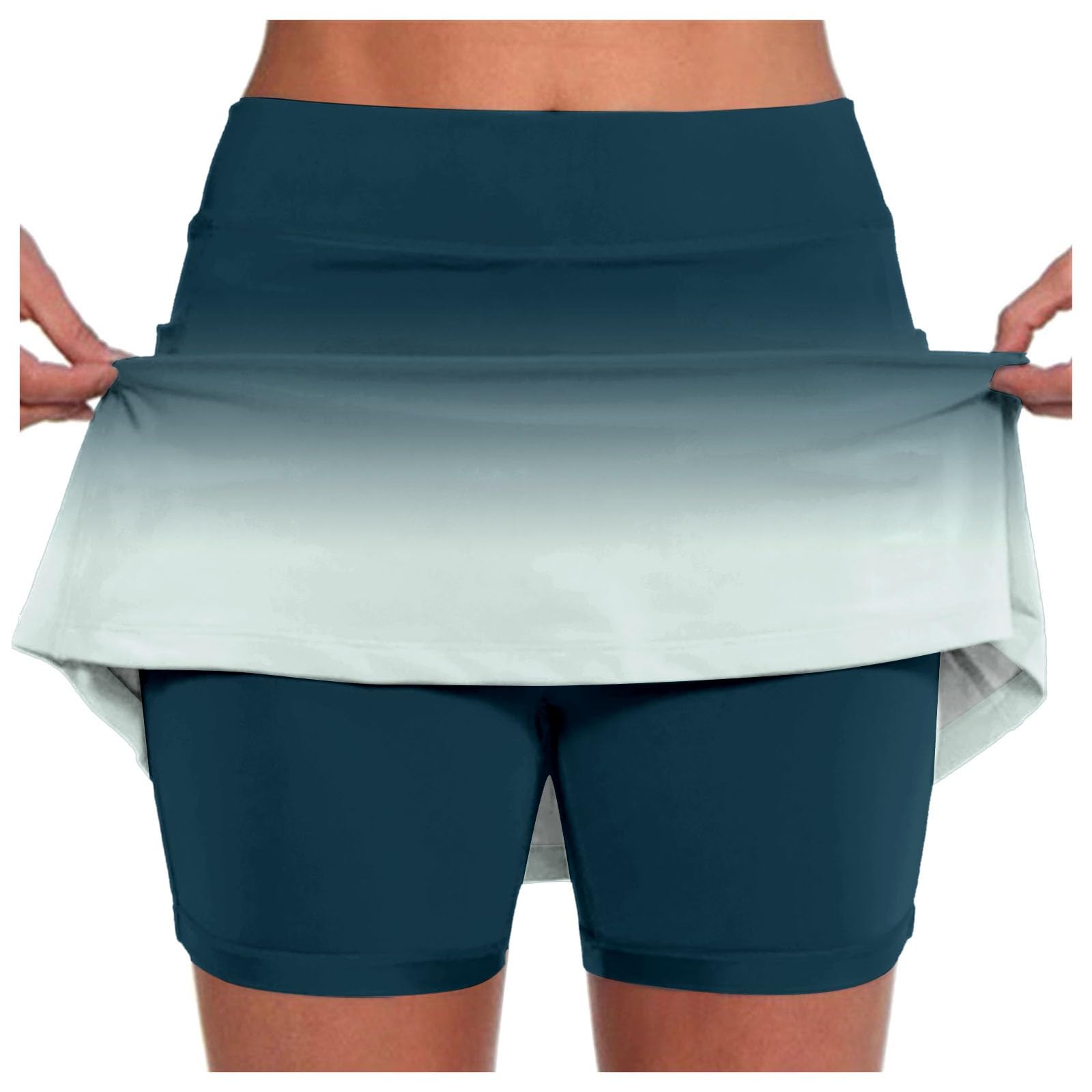 Tennisrock Damen Kurz mit Hose 2 In 1 Shorts Rock Sportrock Golfrock Laufröcke Hohe Taille Tennis Skort mit Taschen Stretch Hosenrock Minirock Wanderrock Freizeitrock Leicht Atmungsaktiv Sommerrock