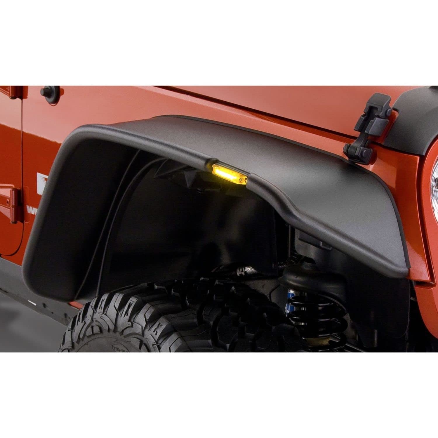 Photo 1 of Bushwacker Jeep Flat Style Front Fender Flares | 2-Piece Set, Black, Textured Finish | 10053-07 | Fits 2007-2018 Jeep Wrangler JK
