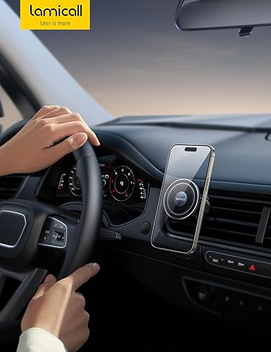 Miniatura 7 de Lamicall Soporte de coche MagSafe - 20 imanes fuertes gancho de metal soportes magnéticos para teléfono para tu automóvil - Soporte de teléfono de
