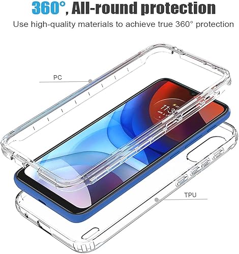 Miniatura 3 de Funda transparente compatible con Moto E7 Power/Moto E7i Power XT2097 con protector de pantalla de vidrio templado, bonito parachoques de cristal a