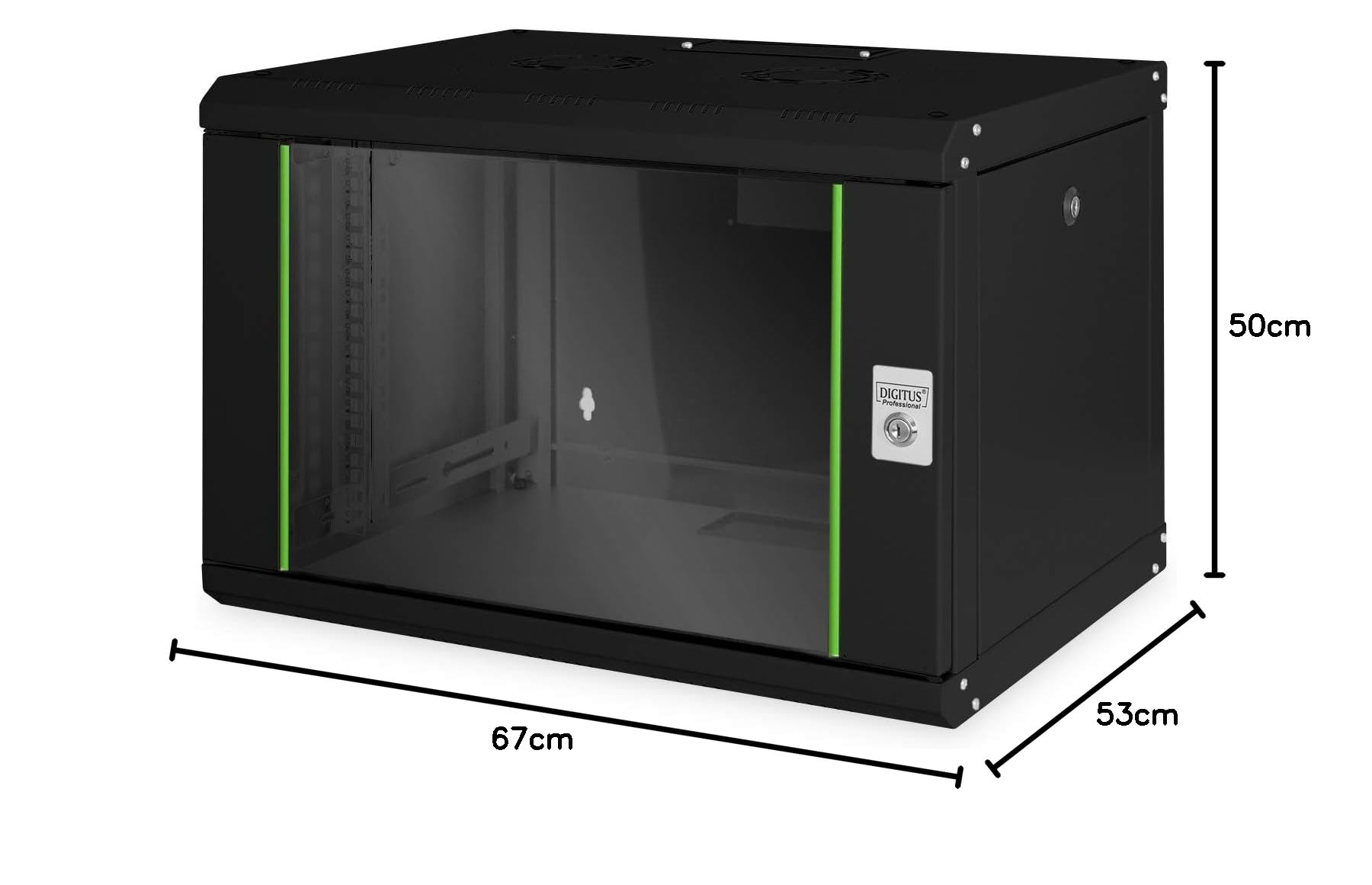 DIGITUS Armario de Red, Rack de 19 Pulgadas, 7U, Montaje en la Pared, Profundidad 450 mm, Capacidad de Carga 100 kg, Serie Unique, Negro