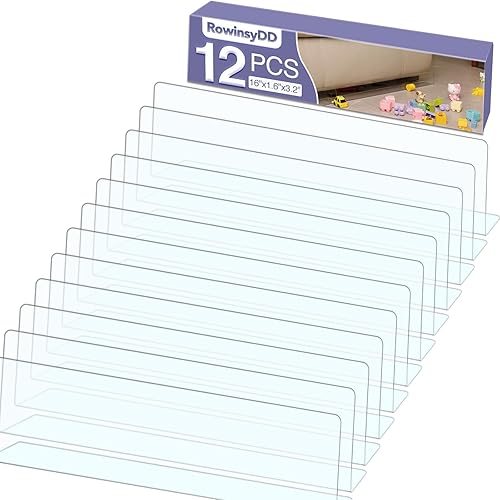 Paquete de 12 bloqueadores de juguetes transparentes para muebles, 16 pulgadas de largo x 3.2 pulgadas de alto debajo de la cama, parachoques para