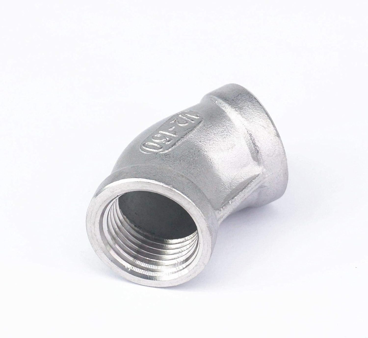 1/2インチメスねじ304ステンレススチール45度エルボパイプ継手コネクター水オイルエアー