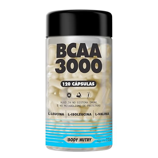 BCAA 3000 120 Capsulas Aminoacidos Essenciais Enriquecido com vitamina B6 Sem Sabor Ultra Concentrado Rapida Absorção Importado Original