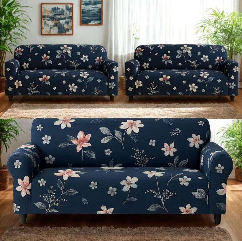 Image of HK Printed 5 Seater Sofa Cover Big Elasticity Cover Stretch Universal Sofa Slipcover 5 Seater (3 Seater Size 185-230cm and 1 Seater Size 90-145cm)