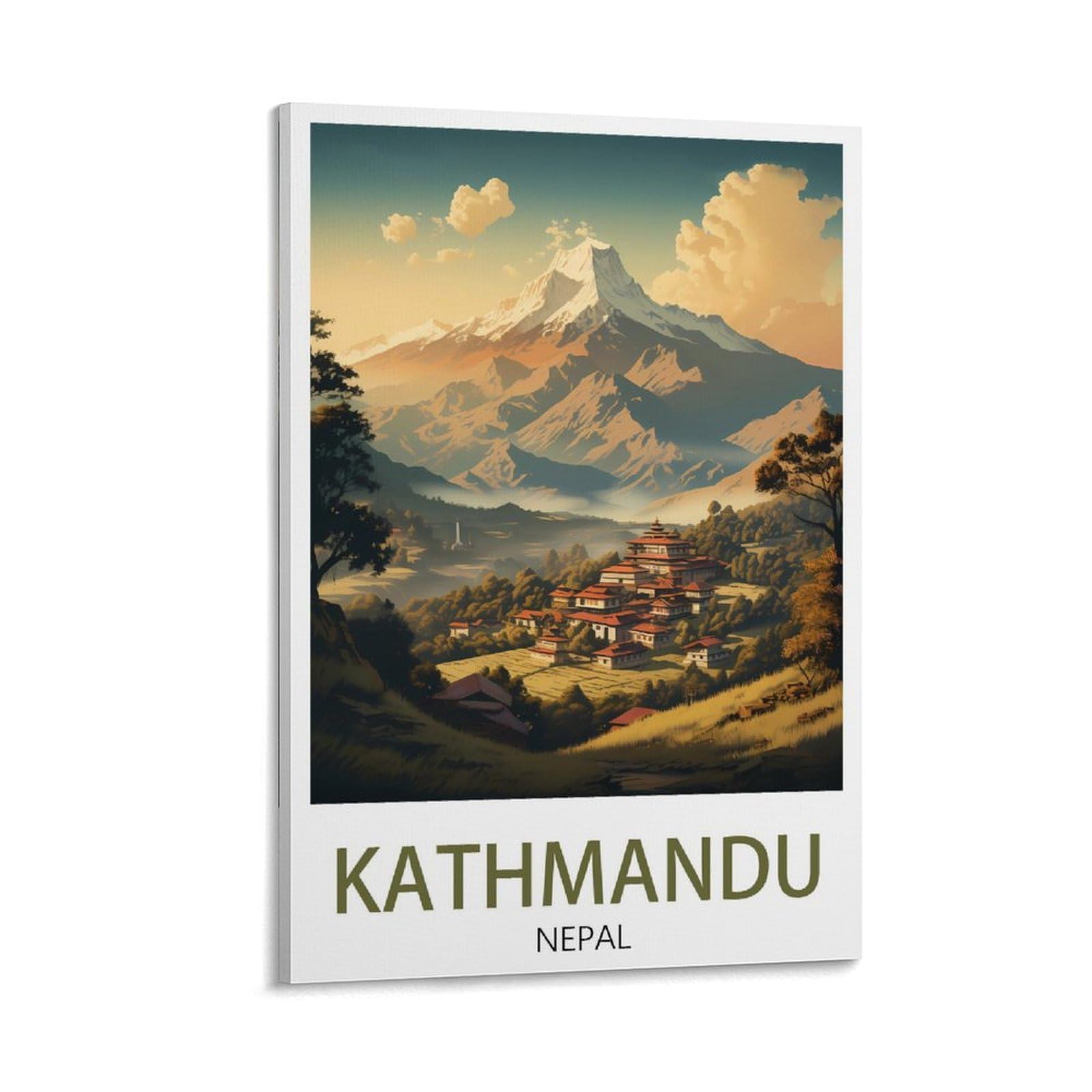 PuPLuM Nepal Kathmandu Vintage Travel Posters 16x24inch(40x60cm) Canvas Wall Art Posters for Living Room Decor Paintings for Home Decor