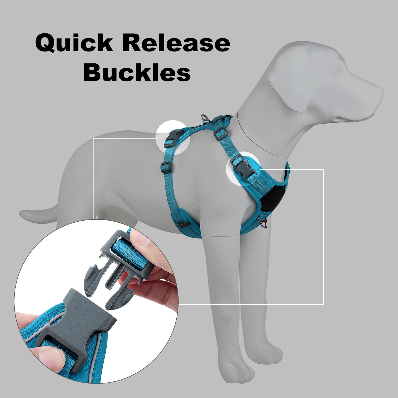 Plutus Pet No Pull Dog Harness, Release at Neck, Soft Padded, Reflective Adjustable Dog Vest Harness for Small Medium - Image 2