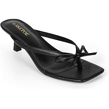 Kitten Heels for Women Flip Flop Bow Heels Dressy Sandals for Party