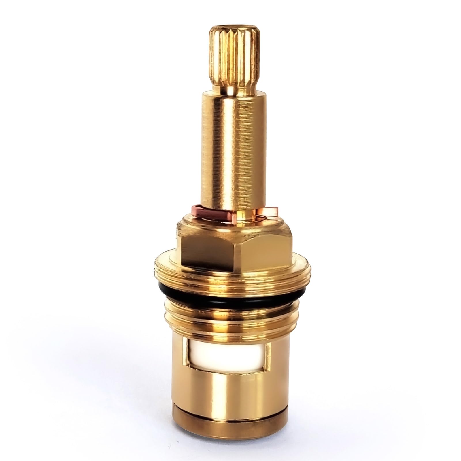 Faucet Cartridge, Brass Ceramic Stem Disc Cartridge Faucet Valve Replacement Quarter Turn G1/2" X 78mm x 9mm Spline Length, 20 Teeth (MM-Red-65MM)