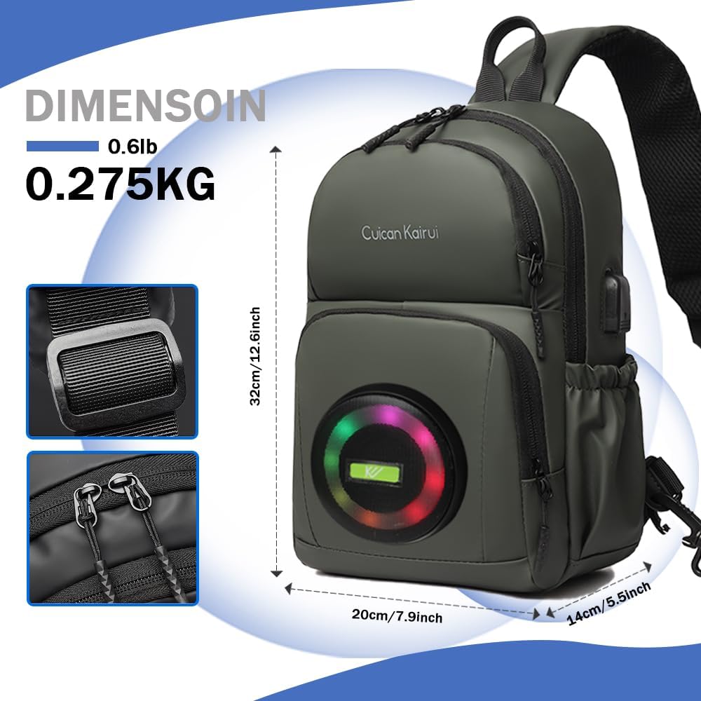 Chest Bag Crossbody Bag Wireless Bluetooth Speaker Bag Rechargeable LED variable lights SD card-compatible - Image 6