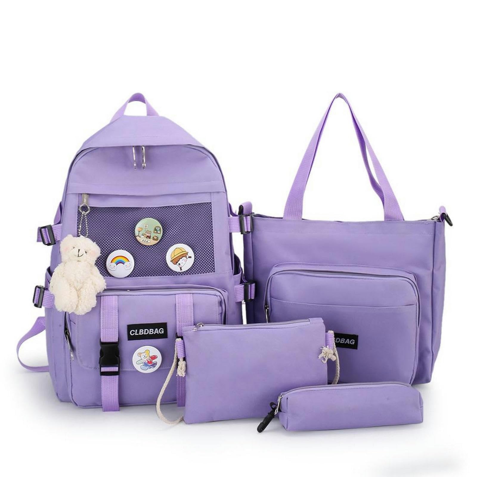 TEidea Mochila Escolar para niños Bolsas Escolares De Lienzo De Estilo Universitario - Set De 4 Piezas para Adolescentes Y Mujeres