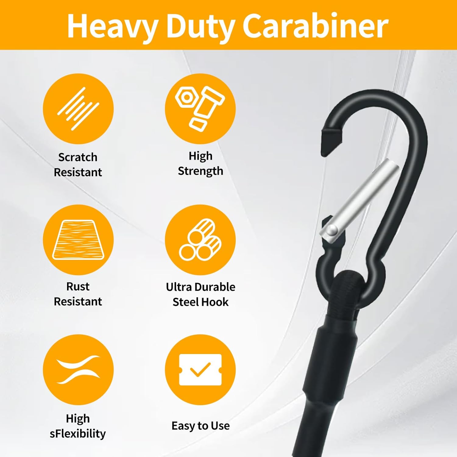 8 Pack Bungee Cord with Hooks, 24 Inch Adjustable Heavy Duty Carabiner Bungee Cord with Black Bungee Straps & Hooks, High Break Strength for Outdoor Luggage Rack, Cargo, Hand Carts, Bike, Camping Gear