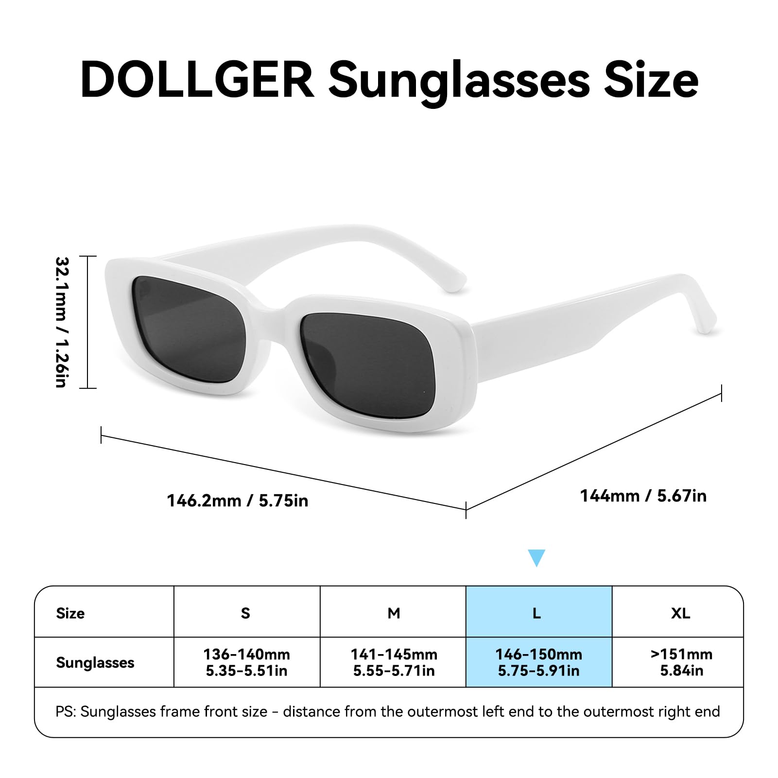 Dollger Rectangle Sunglasses for Women Men Trendy Retro Fashion Sunglasses UV 400 Protection Square Fram: White